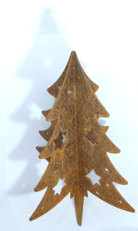 Choinka 3D mała ozdoba ogrodowa corten rdzewiona 27cm Choinka 3D mała ozdoba ogrodowa corten rdzewiona 27cm