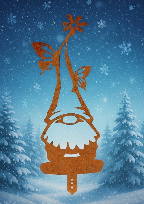 Skrzat krasnal ogrodowy dekoracja corten rdzewiona 101