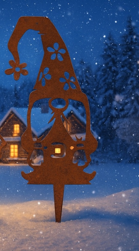 Skrzat krasnal ogrodowy dekoracja corten rdzewiona 102