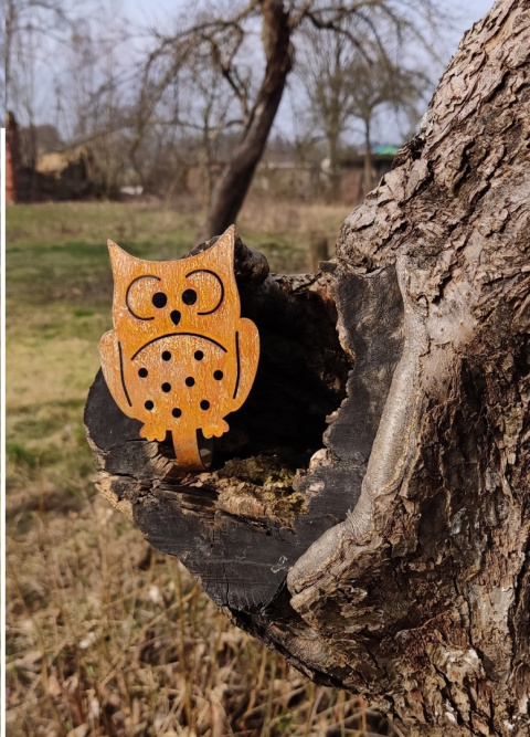 Ptak Sówka ozdoba ogrodowa corten rdzewiona Ptak Sówka ozdoba ogrodowa corten rdzewiona
