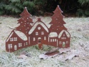 Zimowy domek ozdoba ogrodowa corten rdzewiona 098